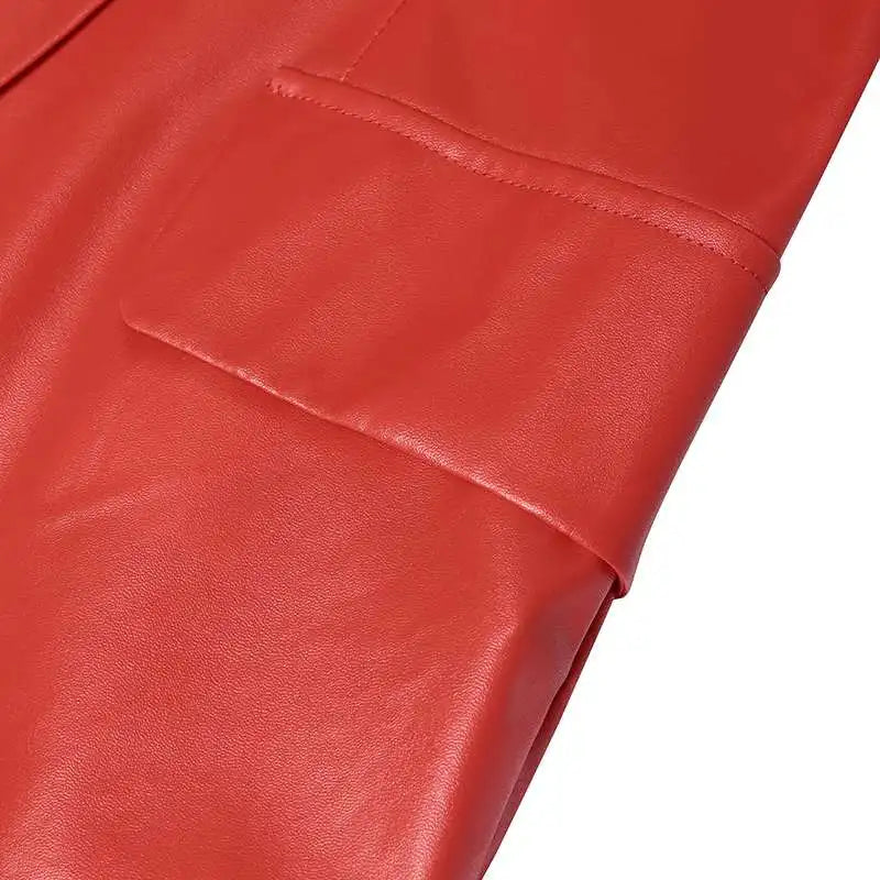 Women's double button tailored leather blazer