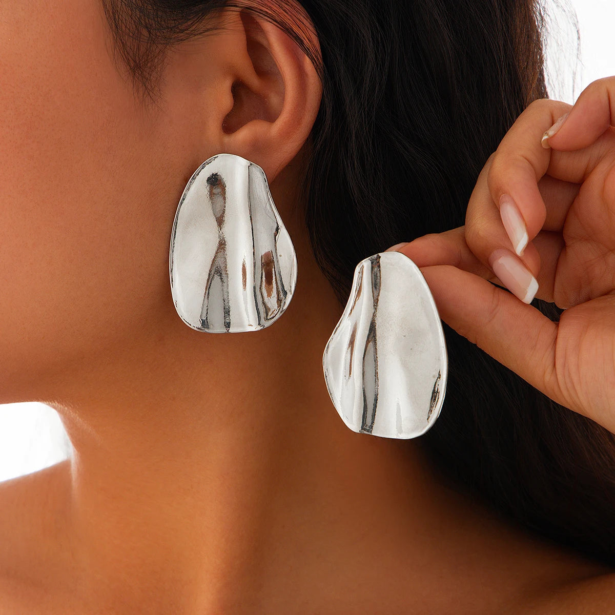 Abstract Sculpted Statement Metal Earrings