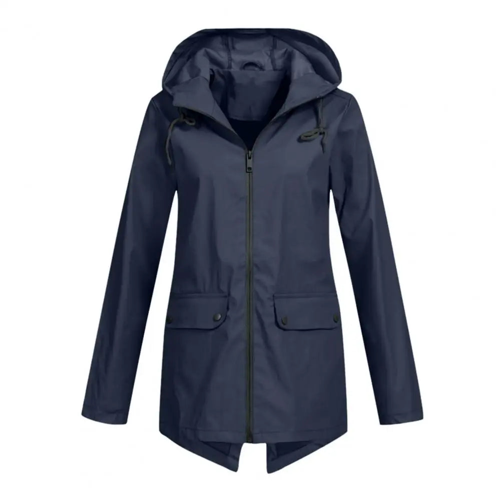 Women's hooded windproof mid-length coat