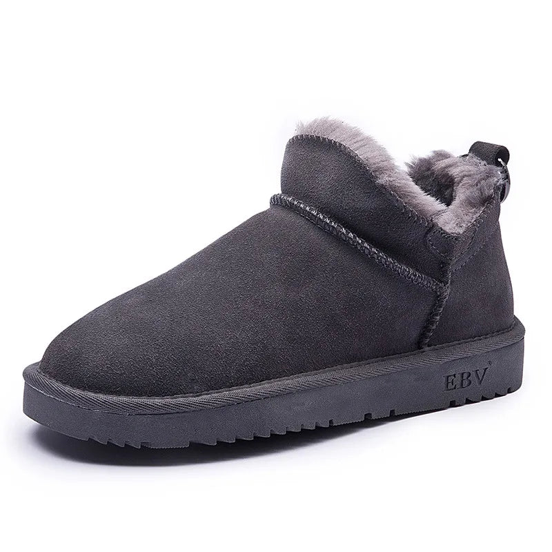 Women's velvet winter snow boots flat sole warm ankle boots