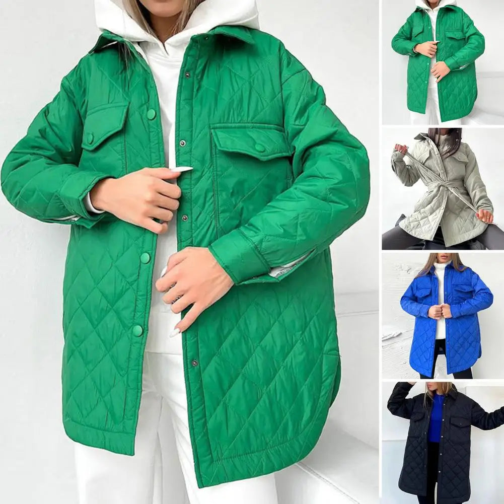 Women's vintage oversized hooded single-breasted mid-length coat with pockets