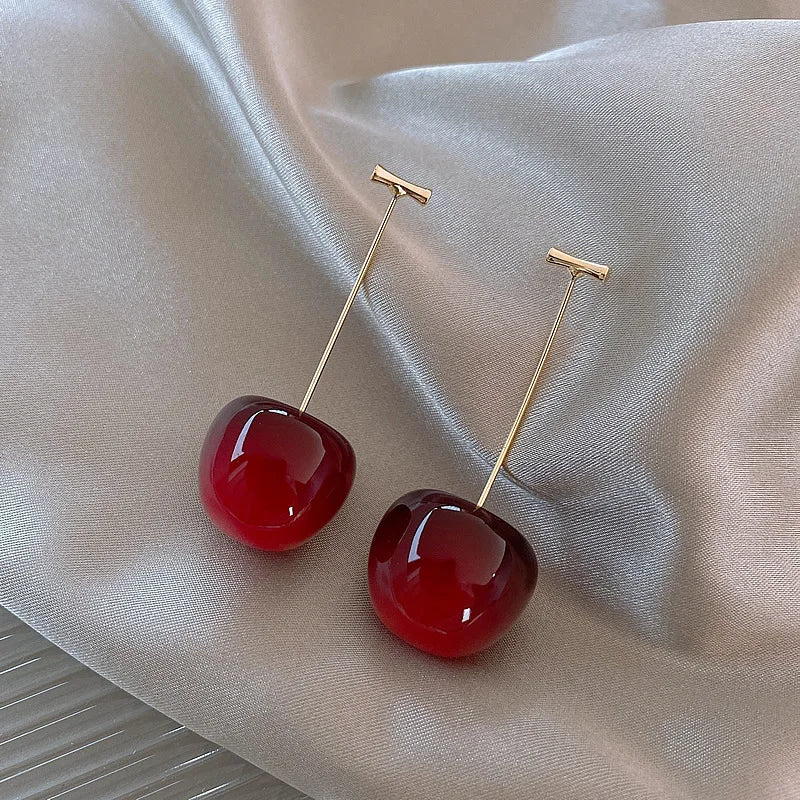 Women’s Drop Earrings - Cherry-Inspired Design - Lightweight - Minimalist Statement Jewelry