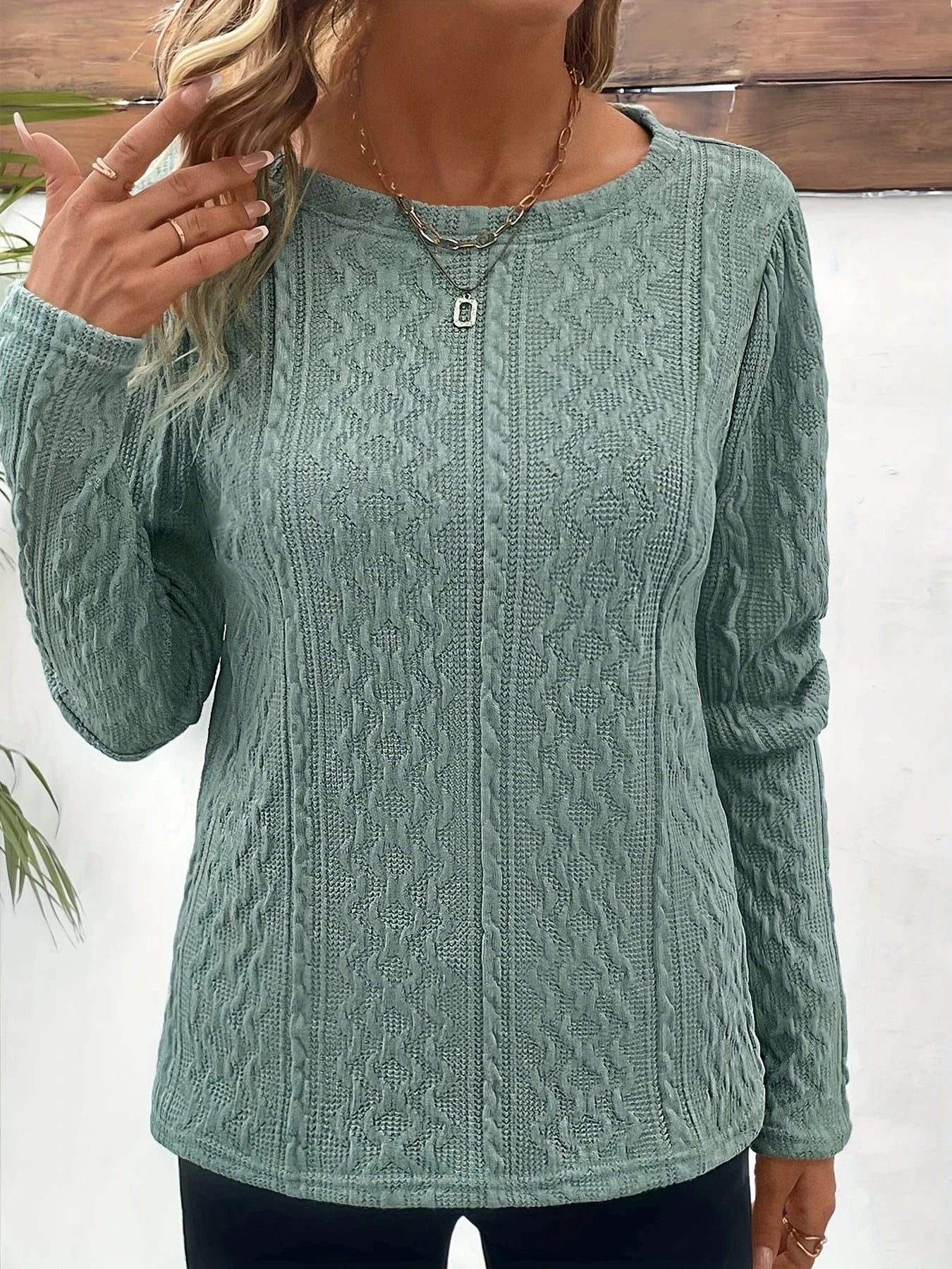 Textured Round Neck Top