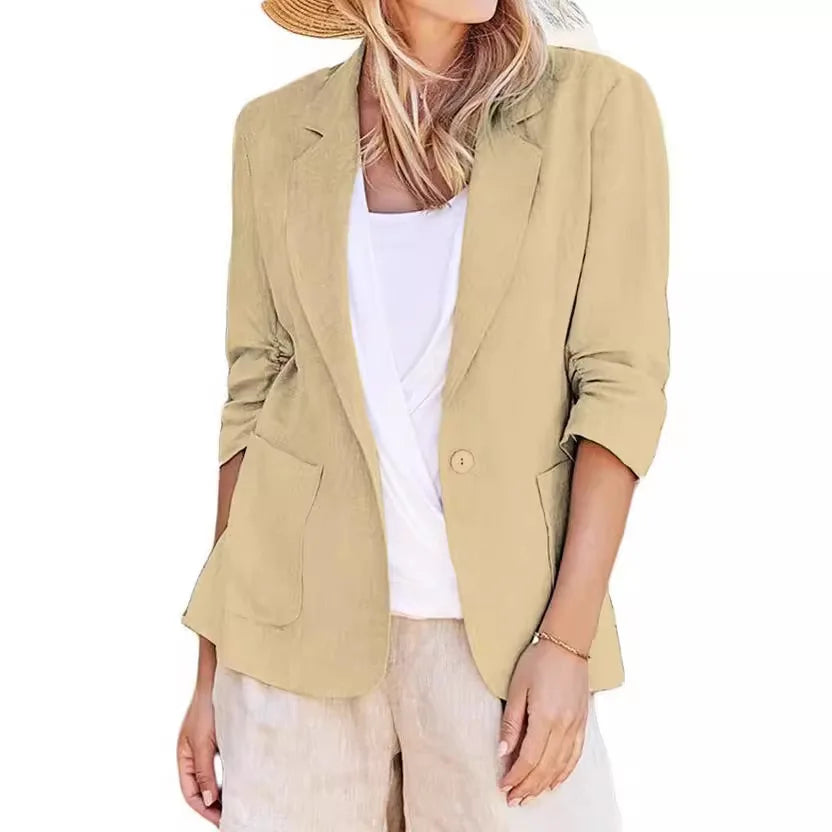 Women's solid color loose fit single-breasted suit