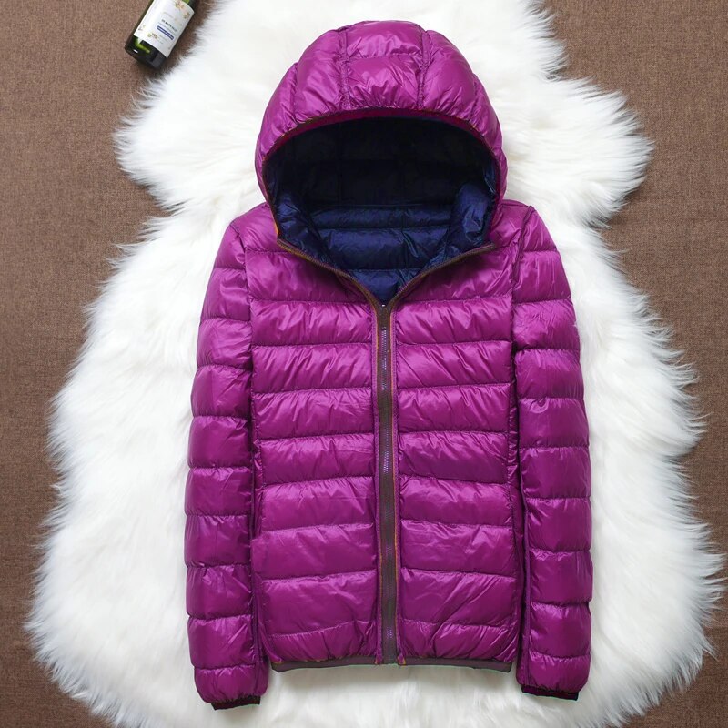 Men’s Puffer Jacket - Quilted Hooded Design - Lightweight Insulated - Zip Closure