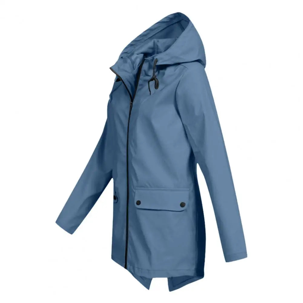 Women's hooded windproof mid-length coat