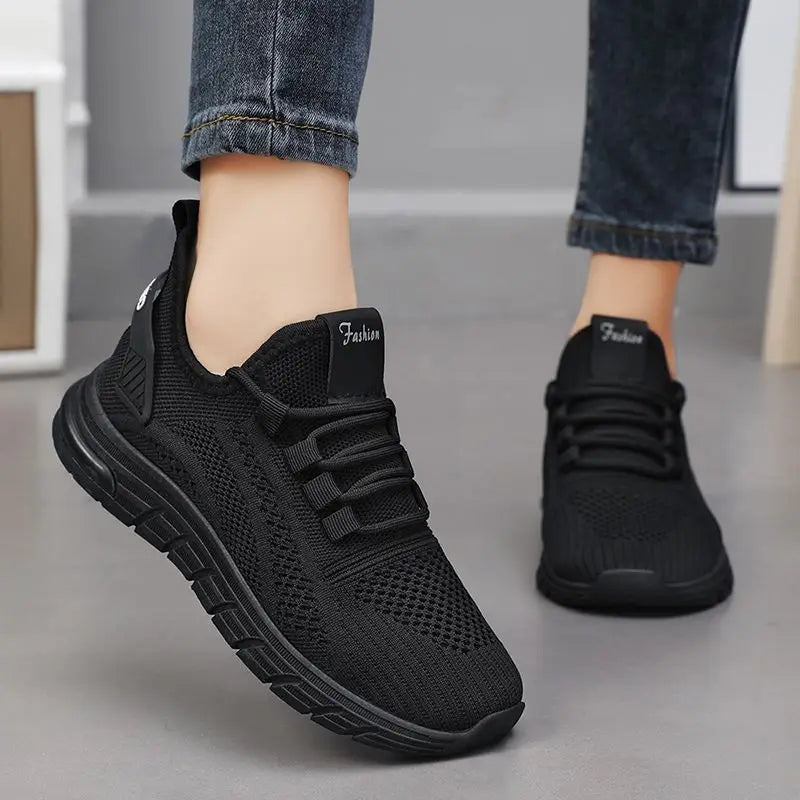 Men’s Athletic Sneakers - Breathable Knit Mesh - Cushioned Sole - Lace-Up Casual Shoes
