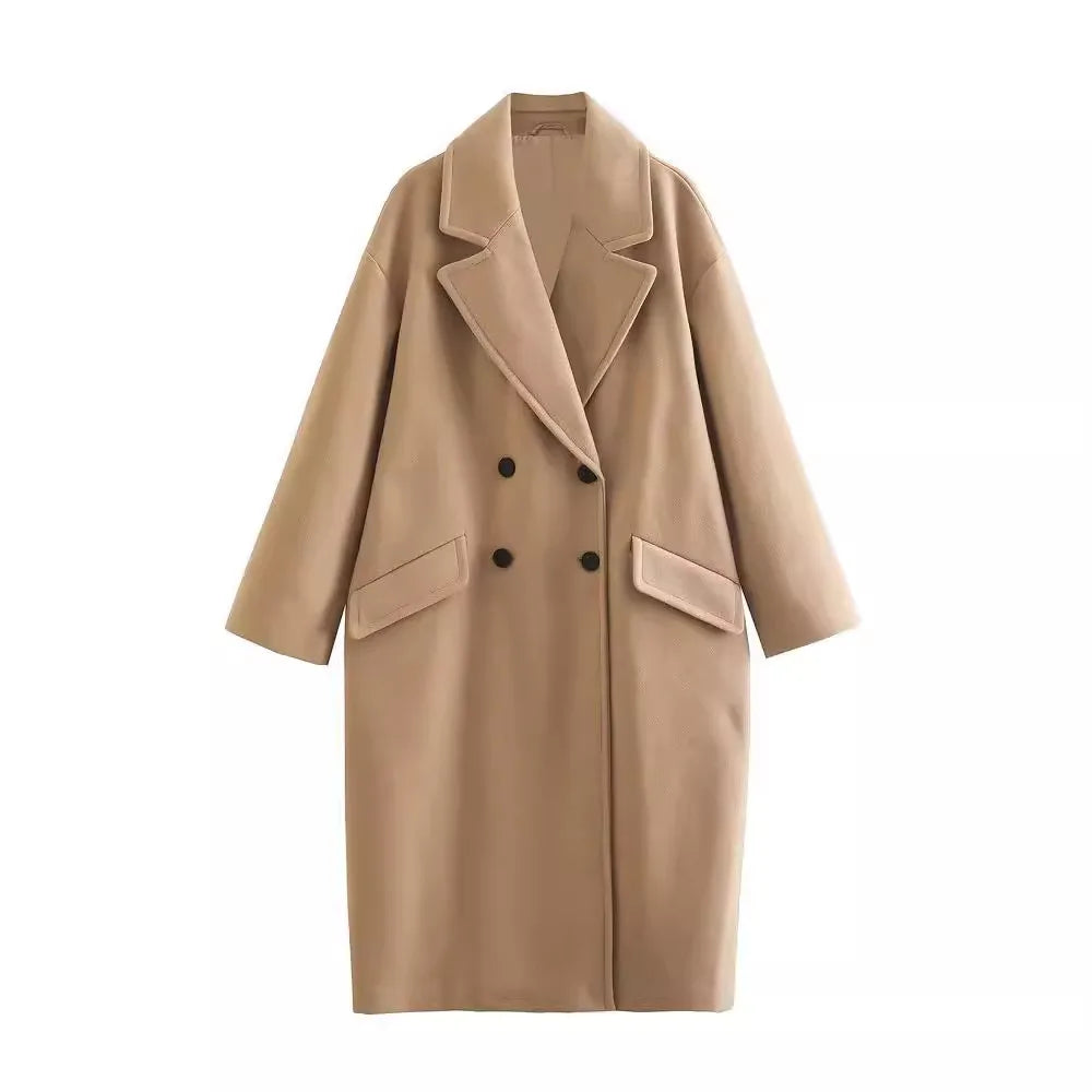 Women's lapel double-breasted trench coat