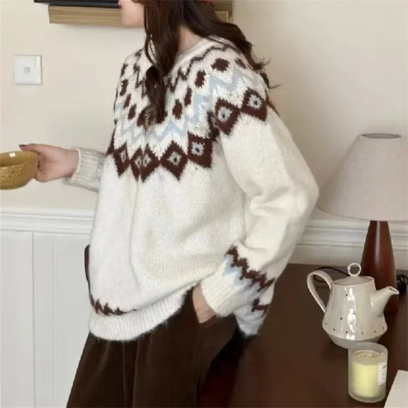 Soft Knitted Loose Fit Long Sleeve Sweater Top