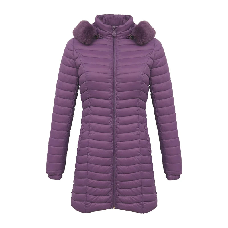 Women's lightweight hooded padded coat with pockets