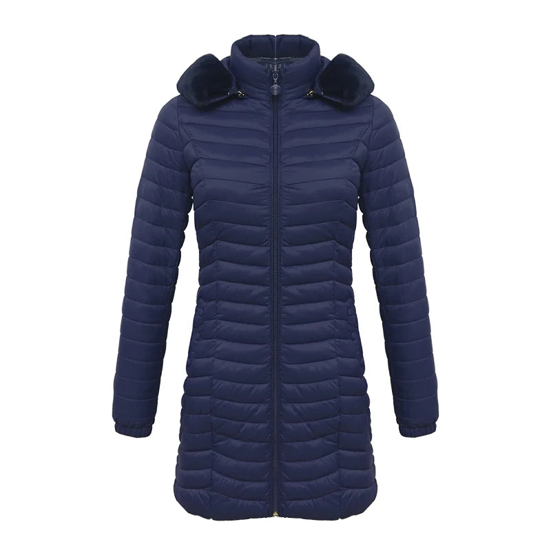 Women's lightweight hooded padded coat with pockets
