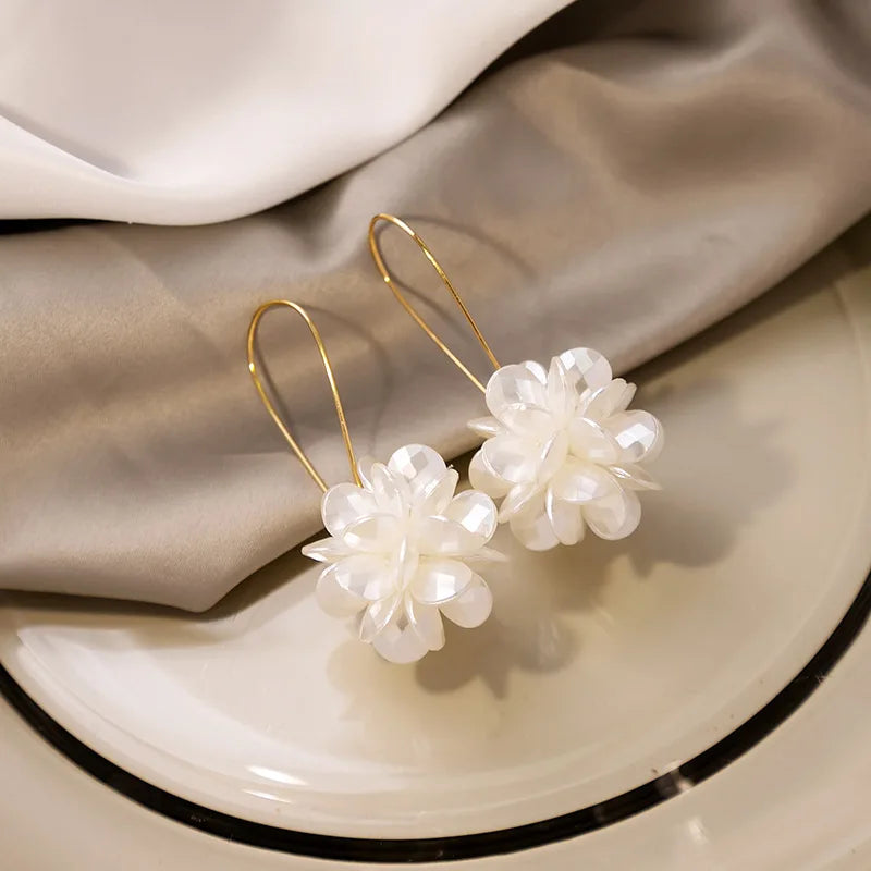 Flower Long Ball Earrings