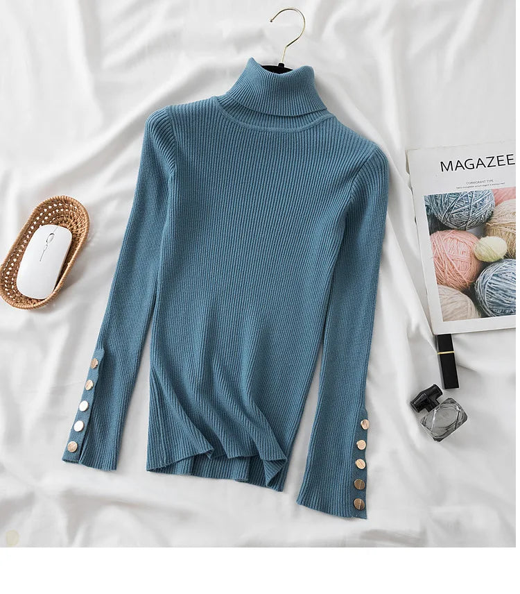 Women's knit turtleneck pullover autumn winter sweater