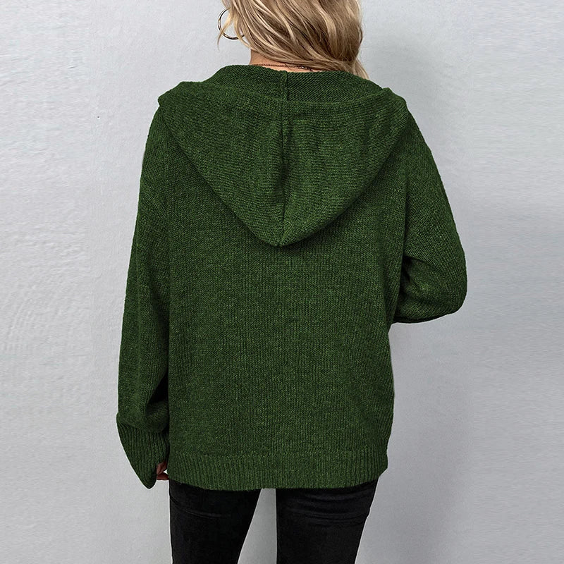 Women's drawstring knitted cardigan jacket