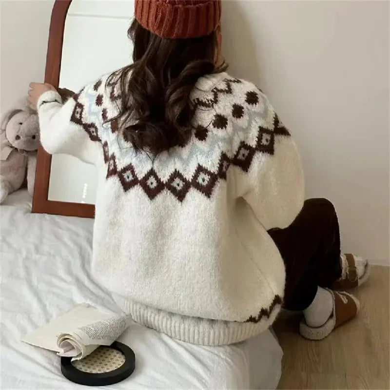 Women’s soft knitted sweater loose fit long sleeve casual top