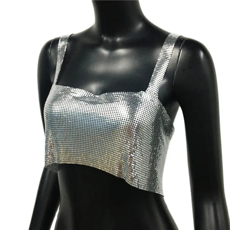 Stylish see-through camisole cropped top for women