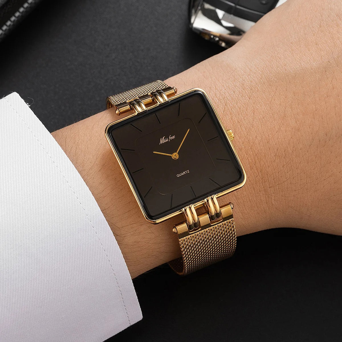Square Watch | Mesh Strap Minimalist Dial Square Watch