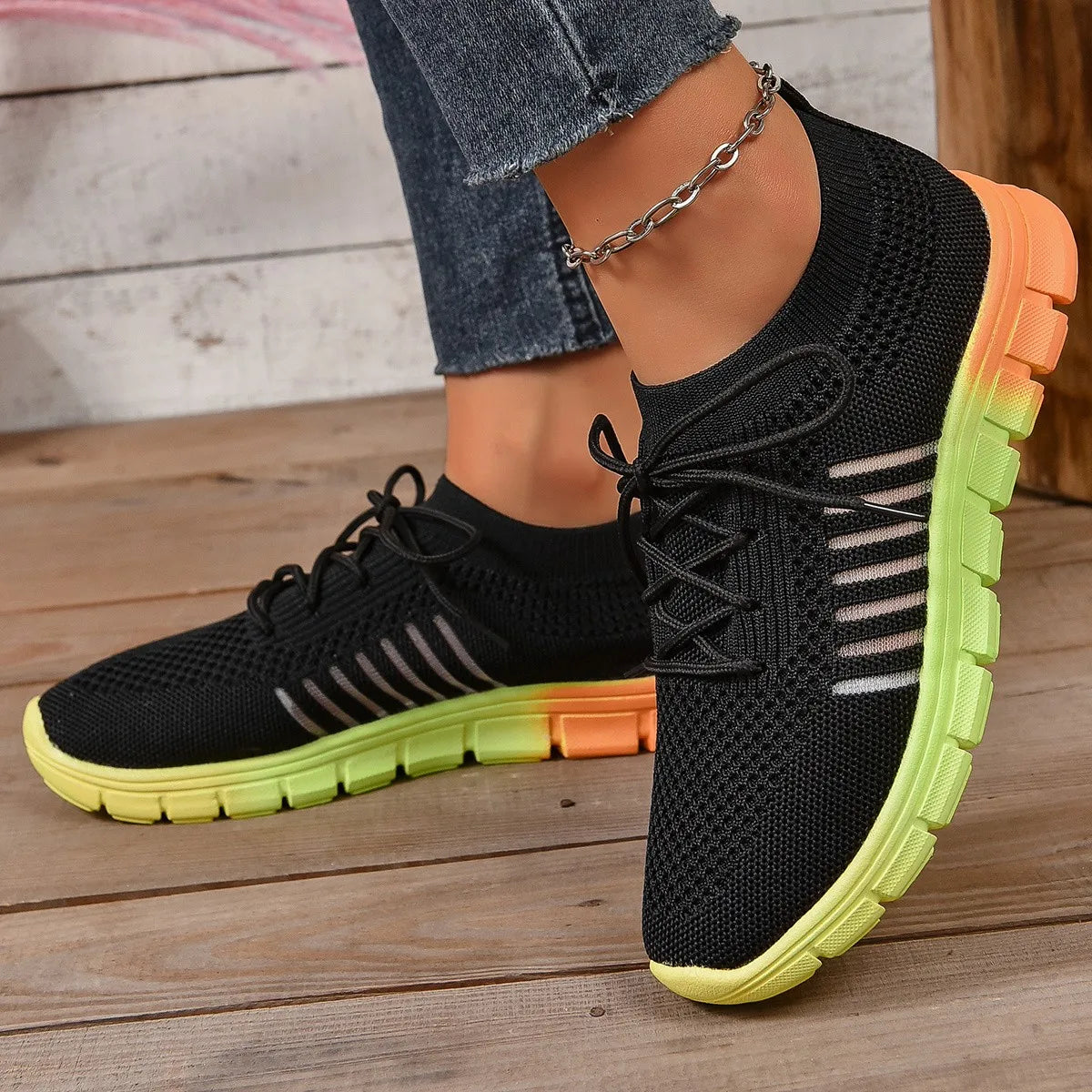 Breathable Knit Cushioned Athletic Sneakers