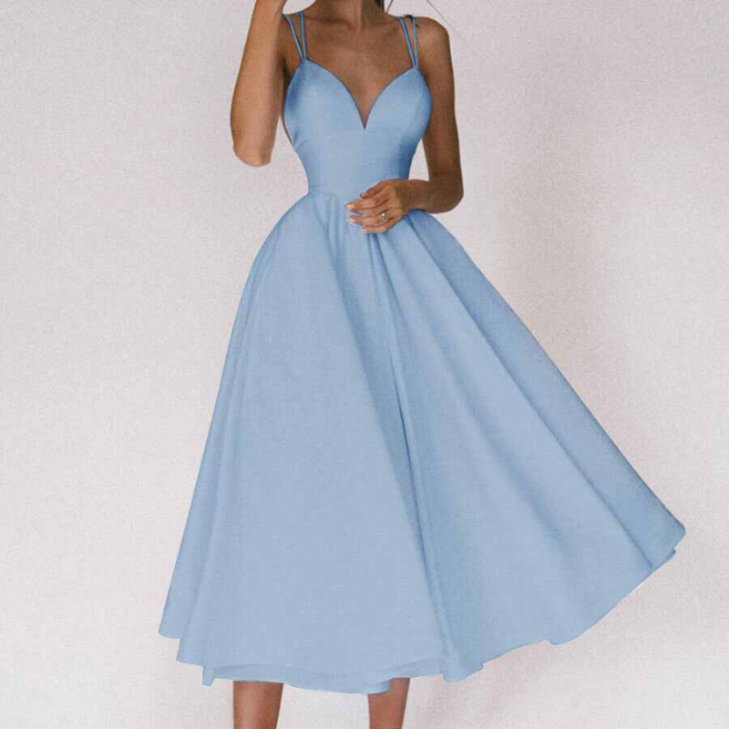 Fitted V-Neck Adjustable Midi Dress