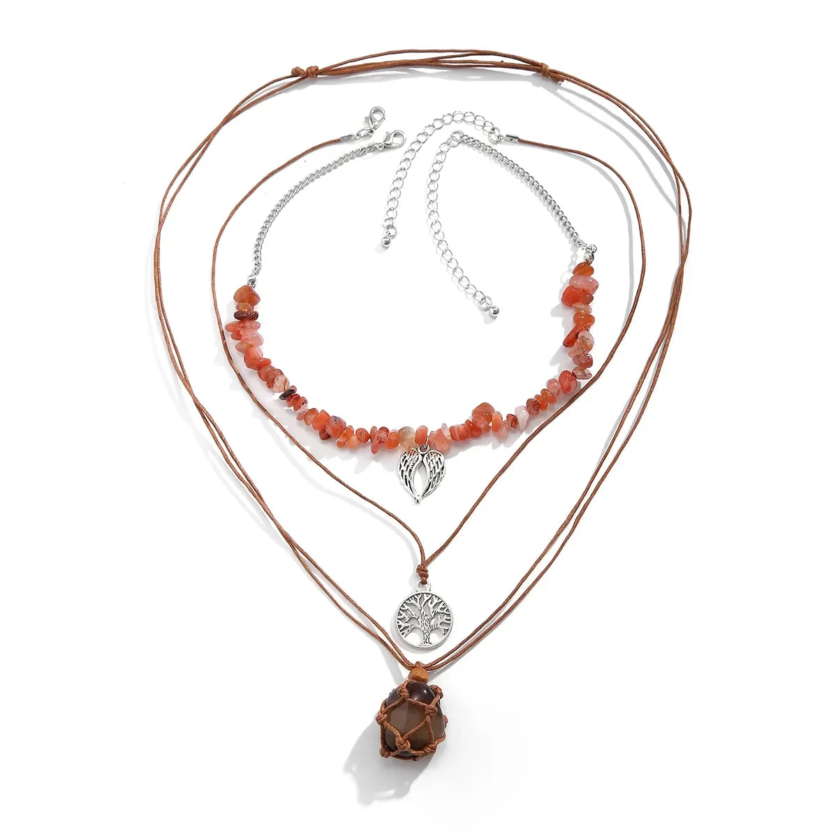 Boho Stone Bead Layered Necklace Set