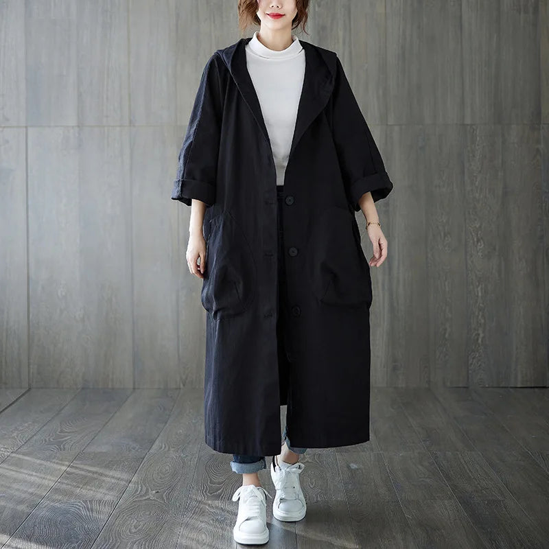 Women's oversized hooded windbreaker spring/autumn coat