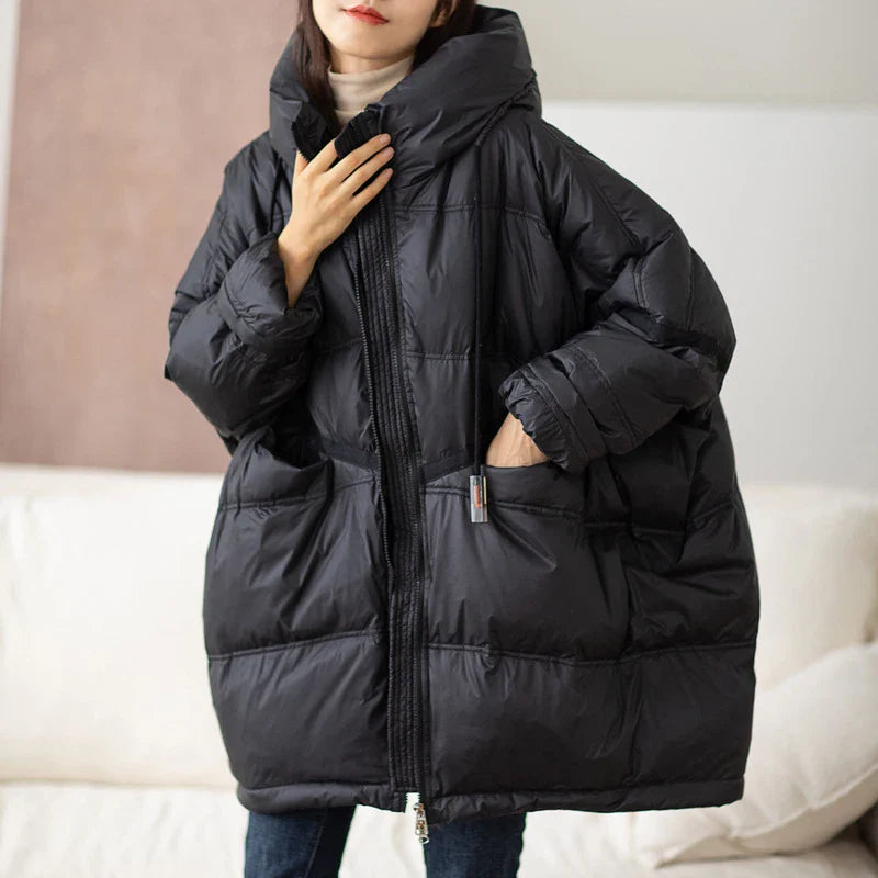 Women's winter oversized down hooded jacket