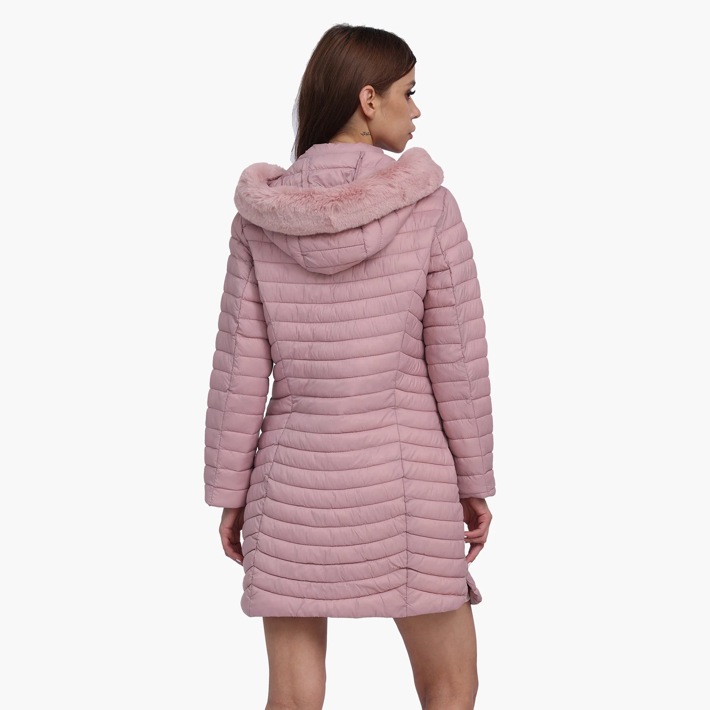 Women's lightweight hooded padded coat with pockets
