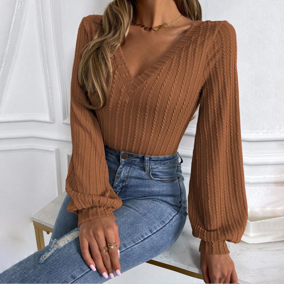 Stylish women's knitted V-neck top