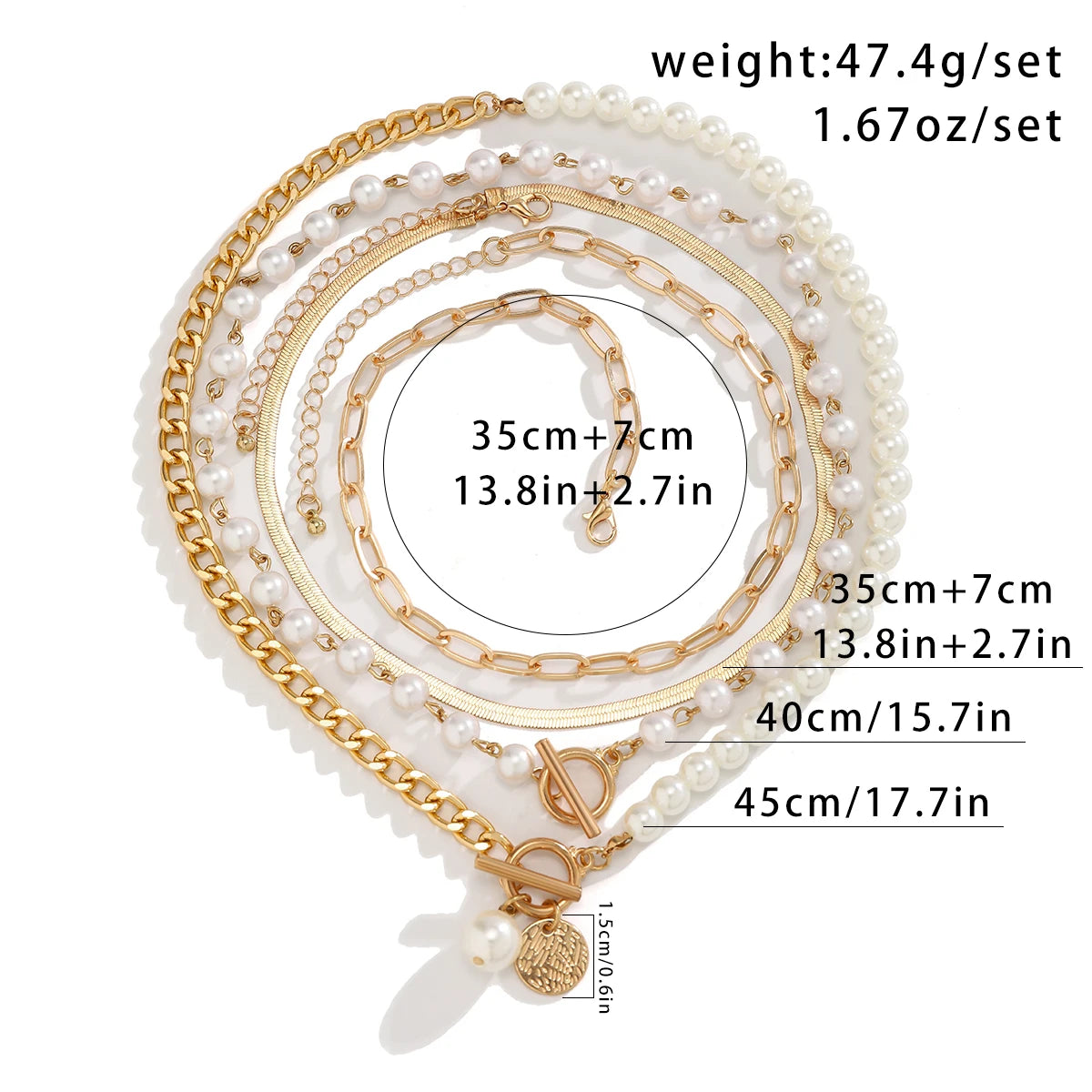 Layered Pearl Chain Choker Necklace