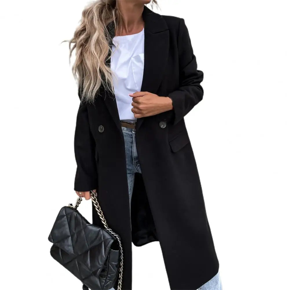 Women's winter long single-breasted trench coat