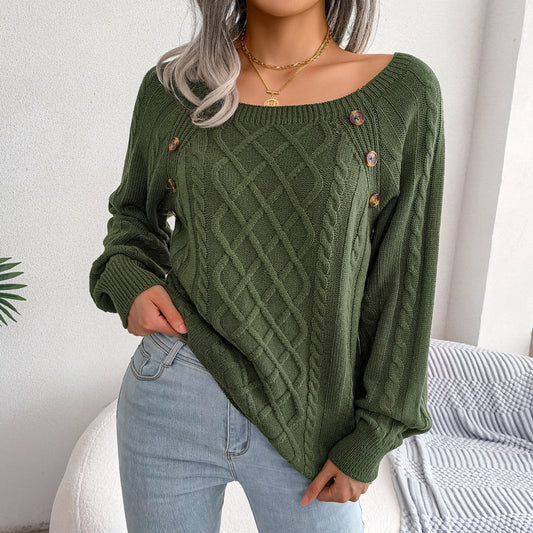 Loose Jacquard Knit Casual Sweater