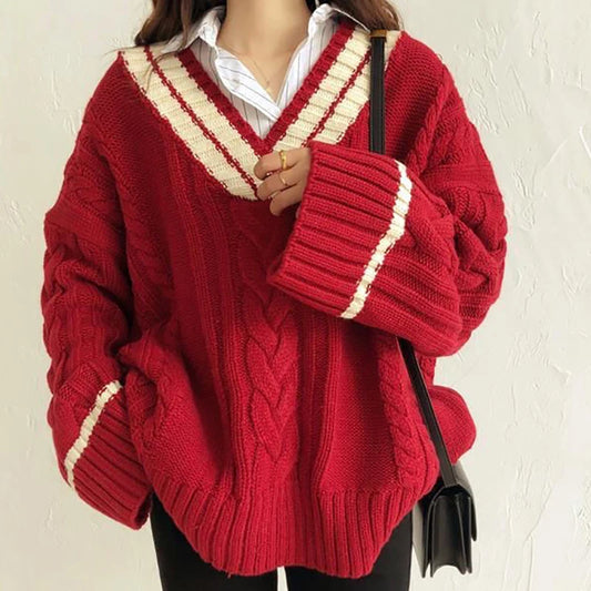 Thickened Ribbed Loose Casual Knit Sweater