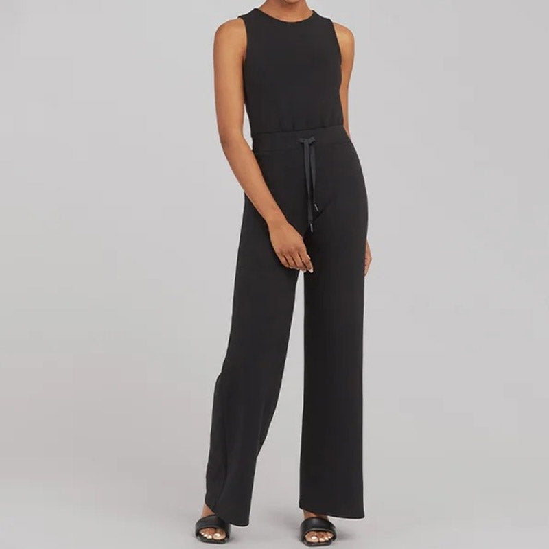 Women's Sleeveless Jumpsuit - Wide Leg - Elegant Fitted Bodice - Keyhole Back