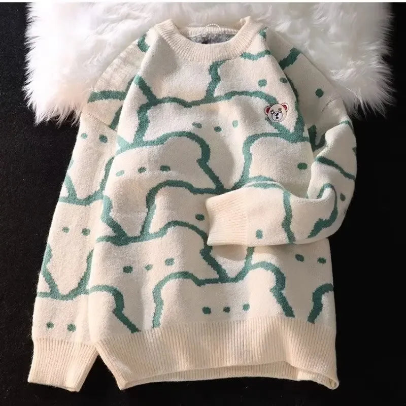 Women's trendy cute printed knitted sweater