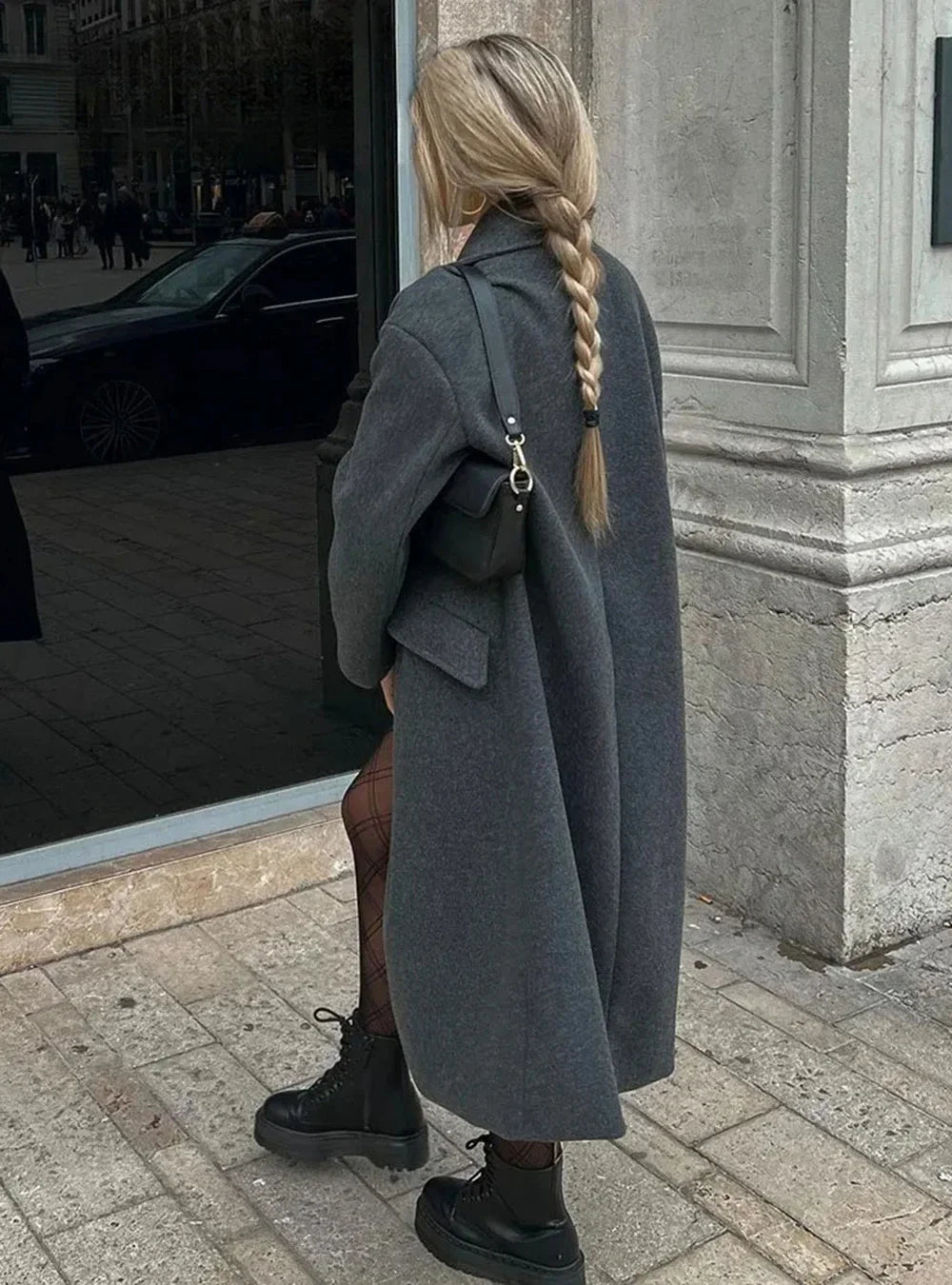 Women's lapel double-breasted trench coat