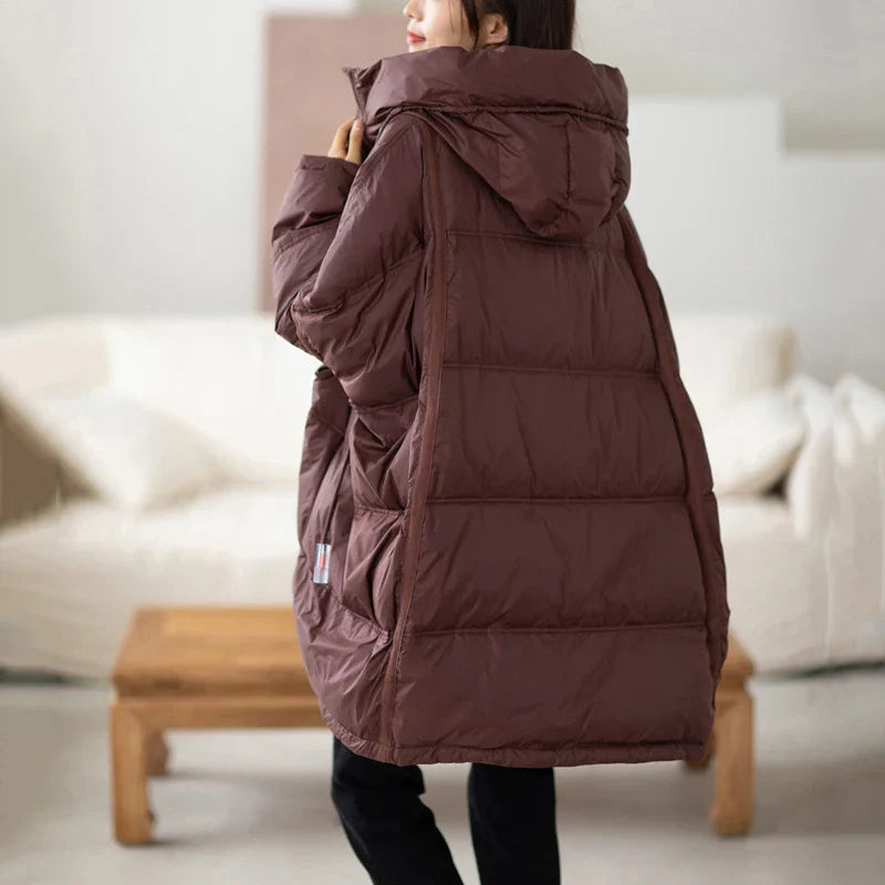 Women's winter oversized down hooded jacket