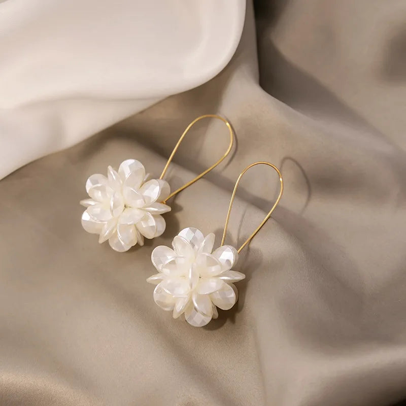 Flower Long Ball Earrings