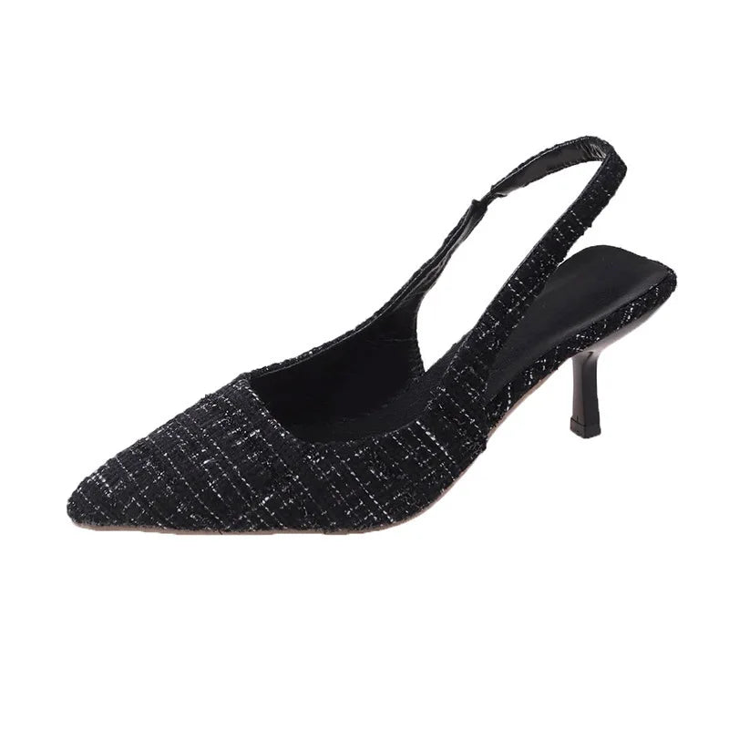 Women's Slingback Heels - Pointed Toe - Textured Design - Elegant & Comfortable