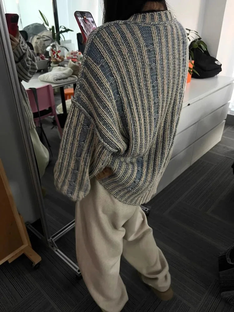 Women's retro chunky knit casual sweater