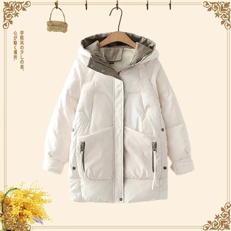 Women's oversized winter cotton down jacket