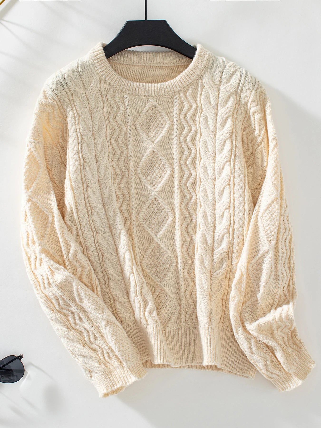 Women's retro chunky knit pullover sweater autumn winter