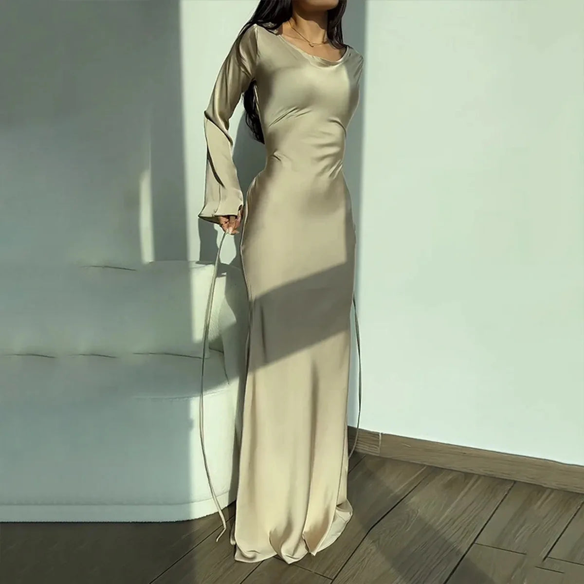 Elegant Long Sleeve Maxi Dress