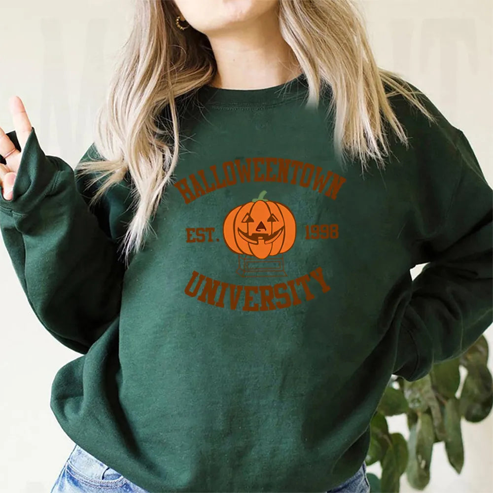 Pumpkin Print Long Sleeve Halloween Sweater