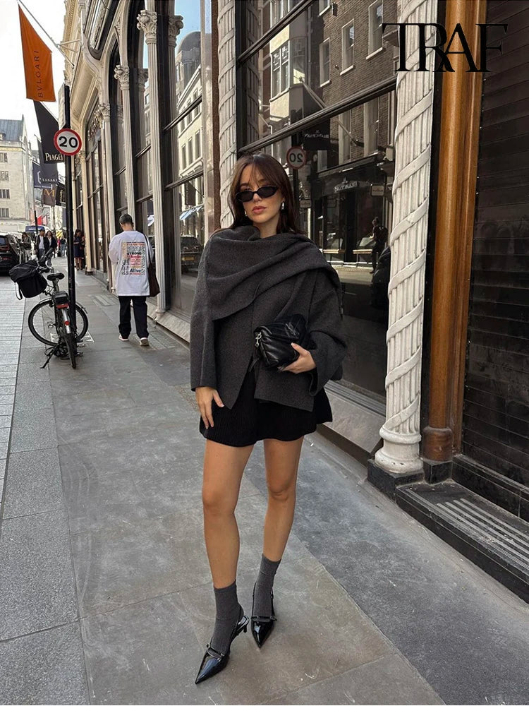 Stylish shawl collar coat for women