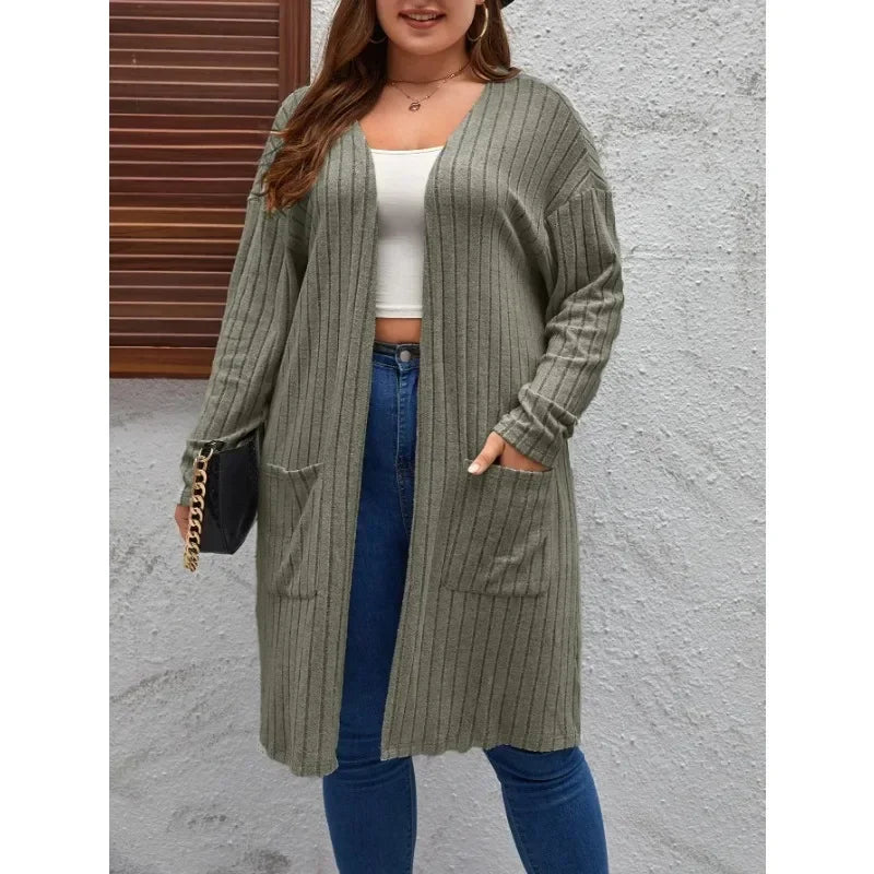 Women's plus size oversized long sleeve cardigan