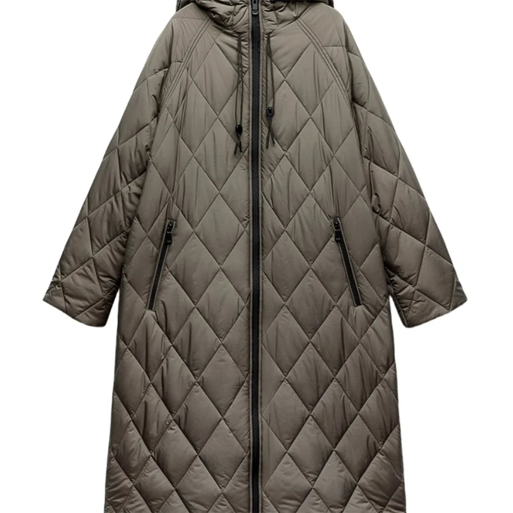 Women’s casual knee-length jacket with zipper detail