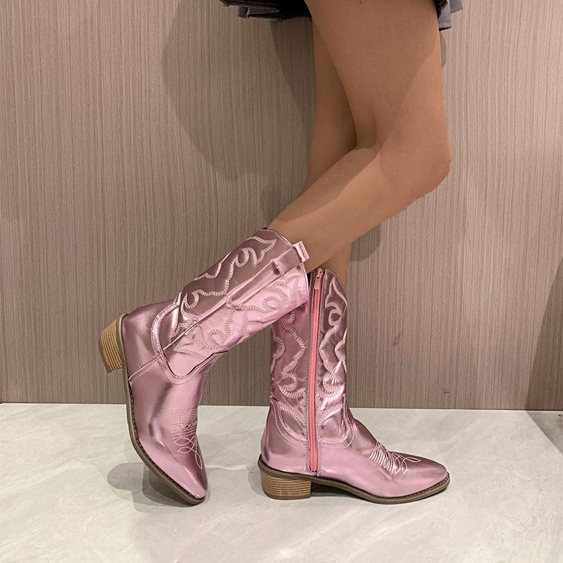 Women's stylish metallic chic boots