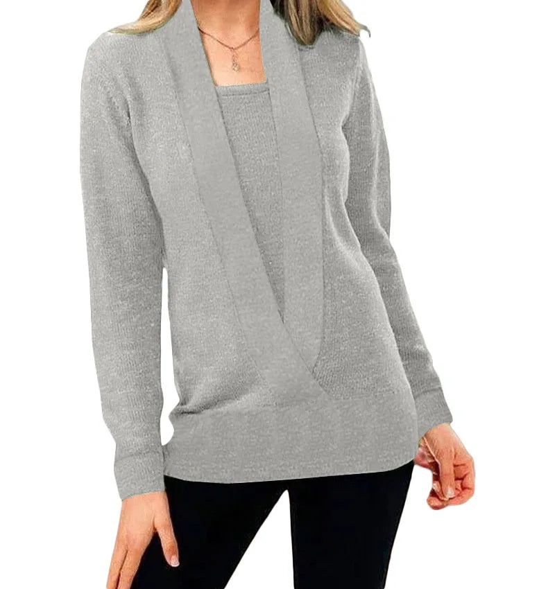 Women's deep V-neck long-sleeved sweater