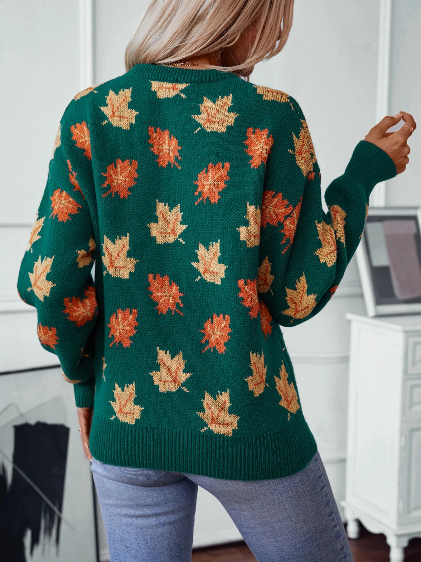 Knitted Maple Leaf Pullover Autumn Winter Sweater