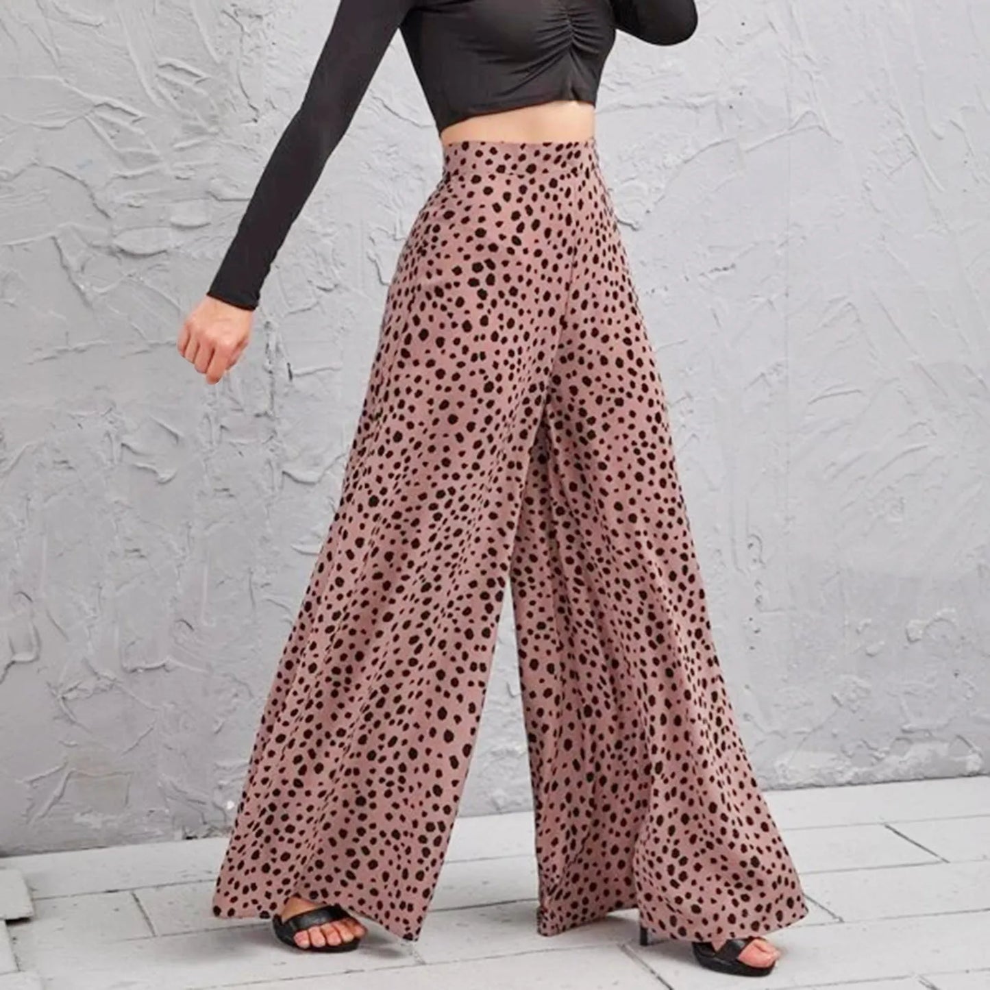 Women's loose high-waisted leopard print